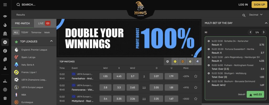 Προεπισκόπηση του Horus Casino αθλητικών στοιχημάτων